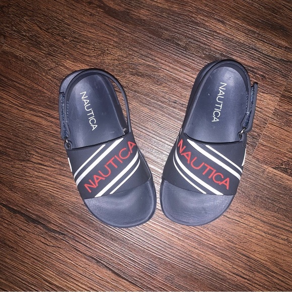 NAUTICA stunsail blue/white/red toddler ankle strap sandals size 9c EUC - Picture 3 of 4